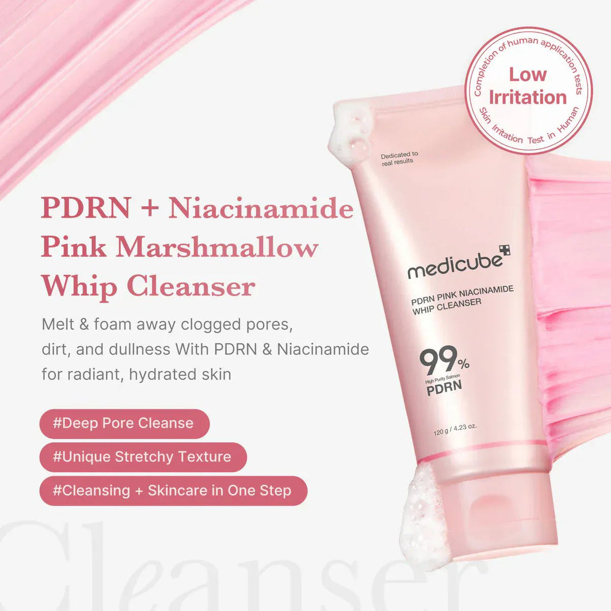 Medicube PDRN Pink Niacinamide Whip Cleanser (120g) - AU Beauty Bazaar