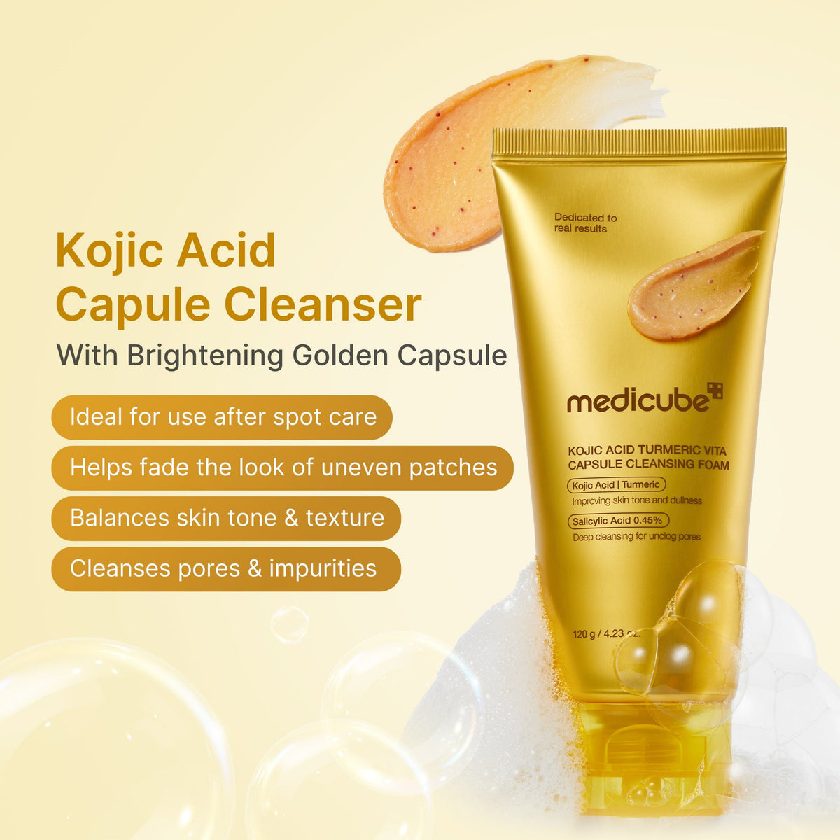 Medicube Kojic Acid Turmeric Vita Capsule Foam – brightening golden capsules benefits