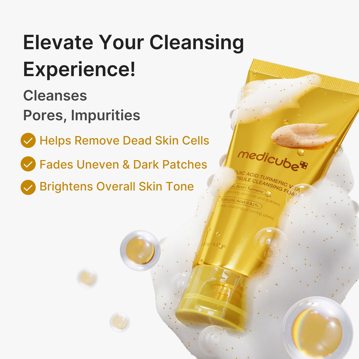 Medicube Kojic Acid Turmeric Vita Capsule Foam – cleanse pores and brighten