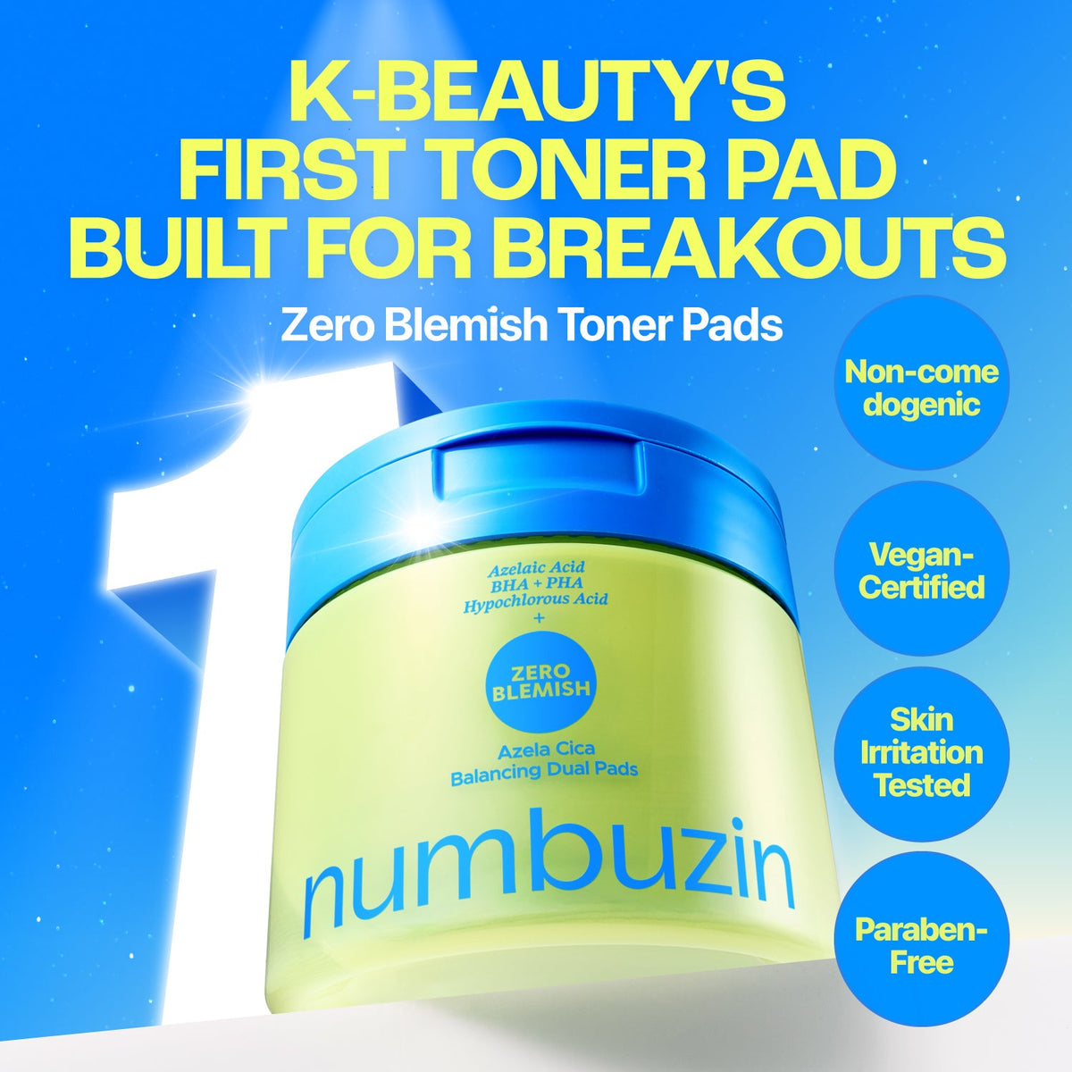 numbuzin Zero Blemish Azela Cica Balancing Dual Pads packshot