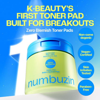 numbuzin Zero Blemish Azela Cica Balancing Dual Pads packshot