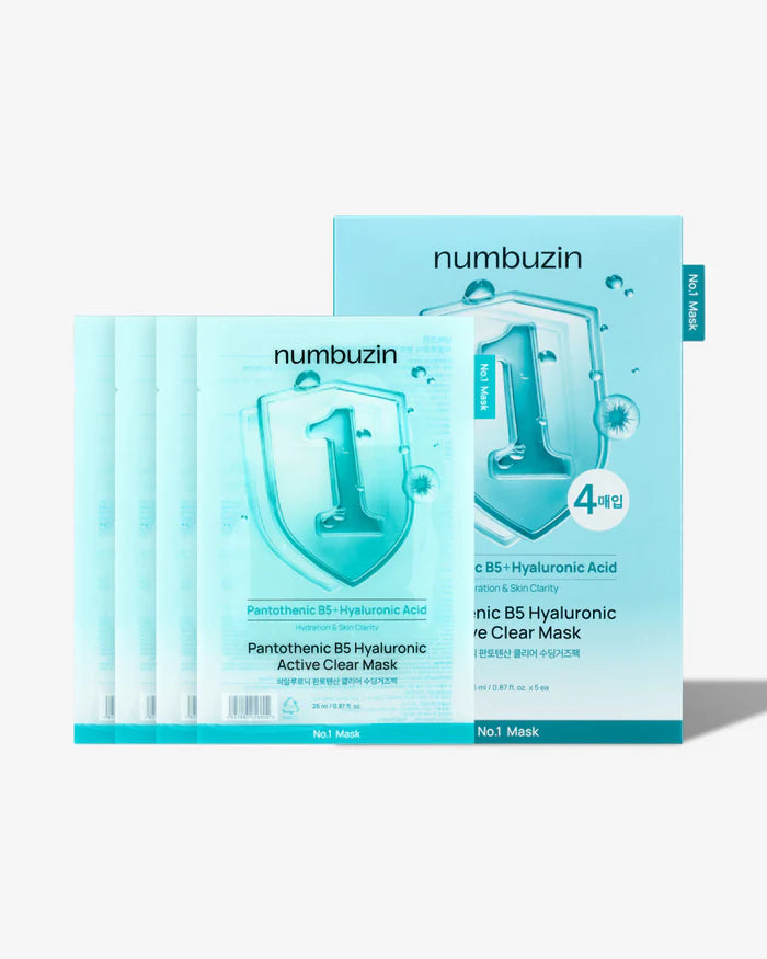 Numbuzin No. 1 Pantothenic B5 Hyaluronic Active Clear Mask (4 Pieces)