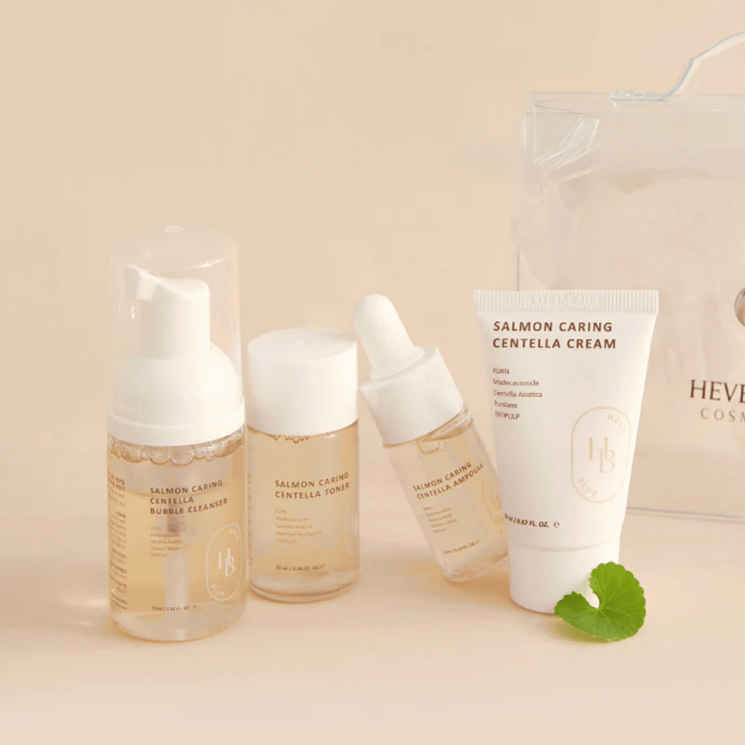 Heveblue Salmon Caring Centella Special Travel Kit Bag (4 Items)