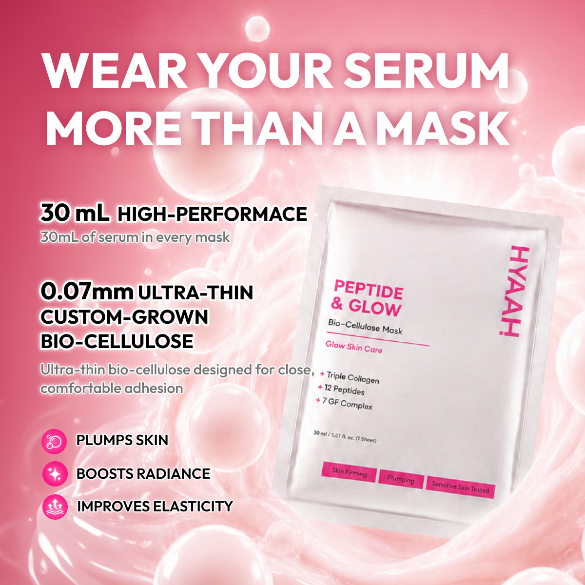 HYAAH Peptide & Glow Biocellulose Mask 1ea