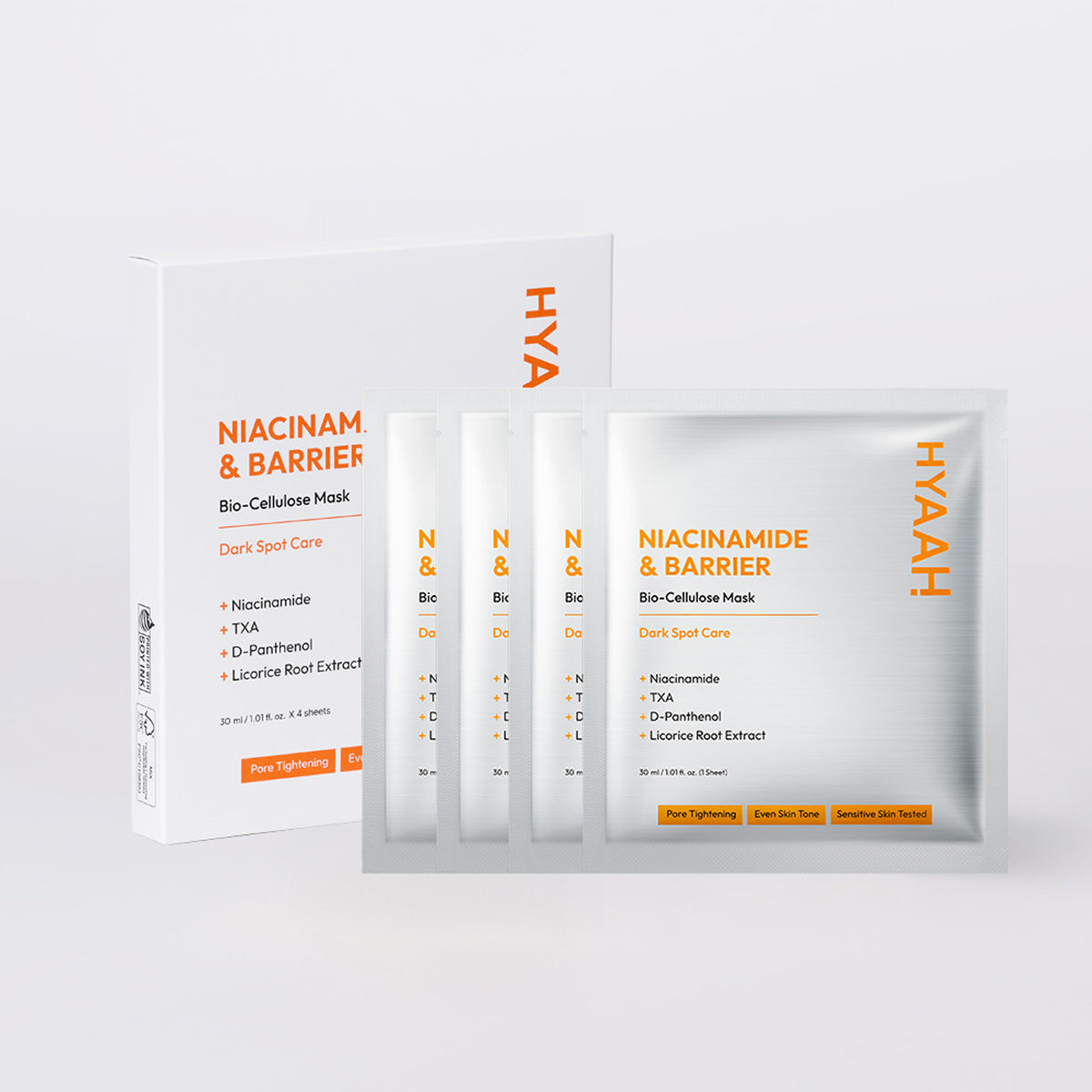 HYAAH Niacinamide & Barrier Biocellulose Mask 4ea