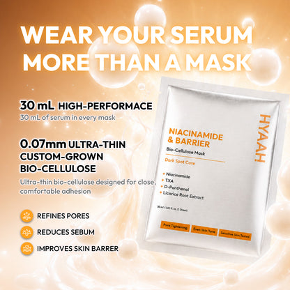 HYAAH Niacinamide & Barrier Biocellulose Mask 4ea