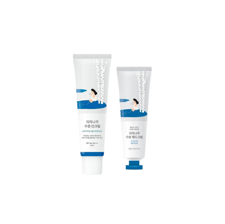 Round Lab Birch Juice Moisture Care Duo - Birch Juice Hand Cream and Sunscreen