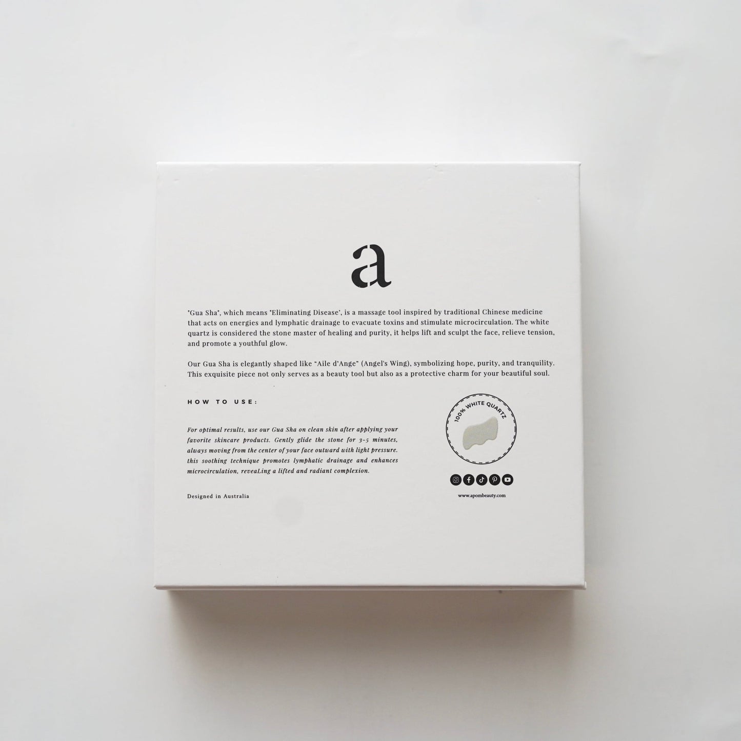 apom. x AU Beauty Bazaar White Jade Gua Sha Facial Massage Tool - AU Beauty Bazaar
