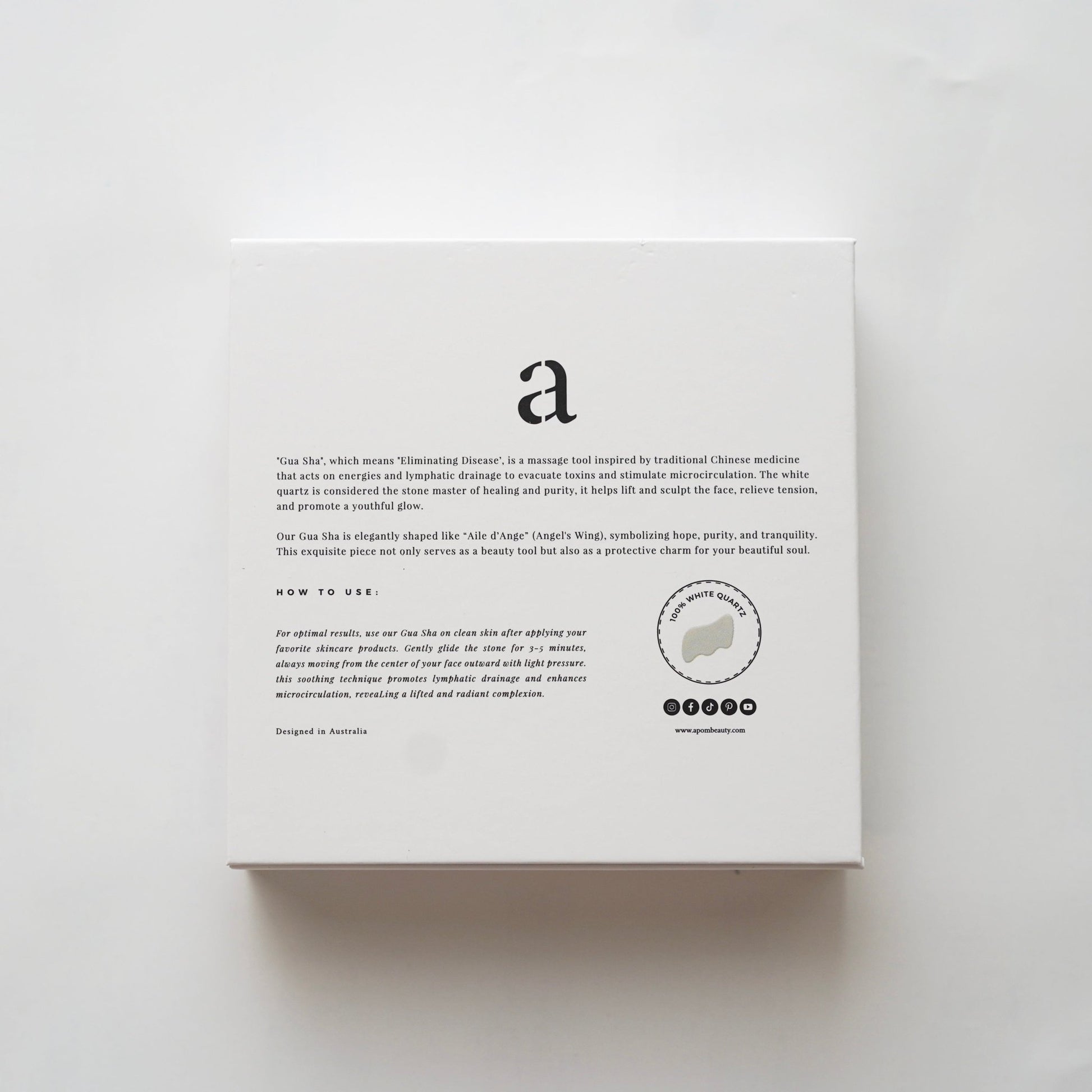 apom. x AU Beauty Bazaar White Jade Gua Sha Facial Massage Tool - AU Beauty Bazaar