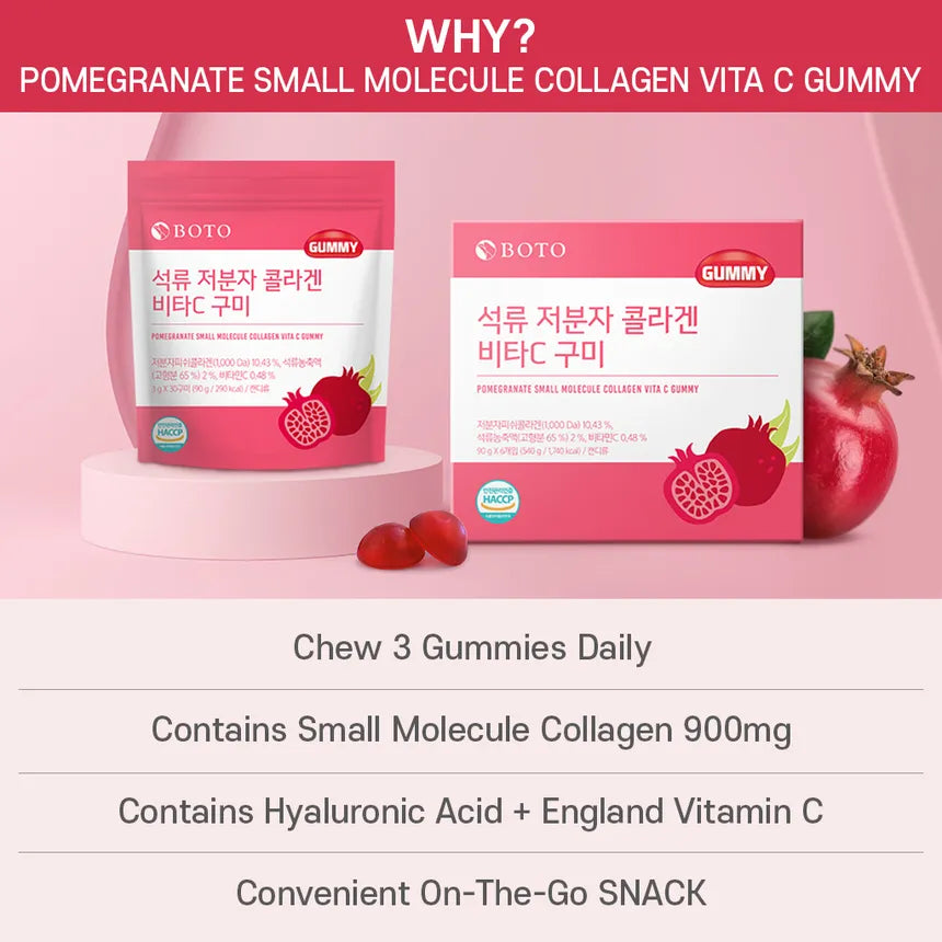 BOTO Pomegranate Small Molecule Collagen Vita C Gummy