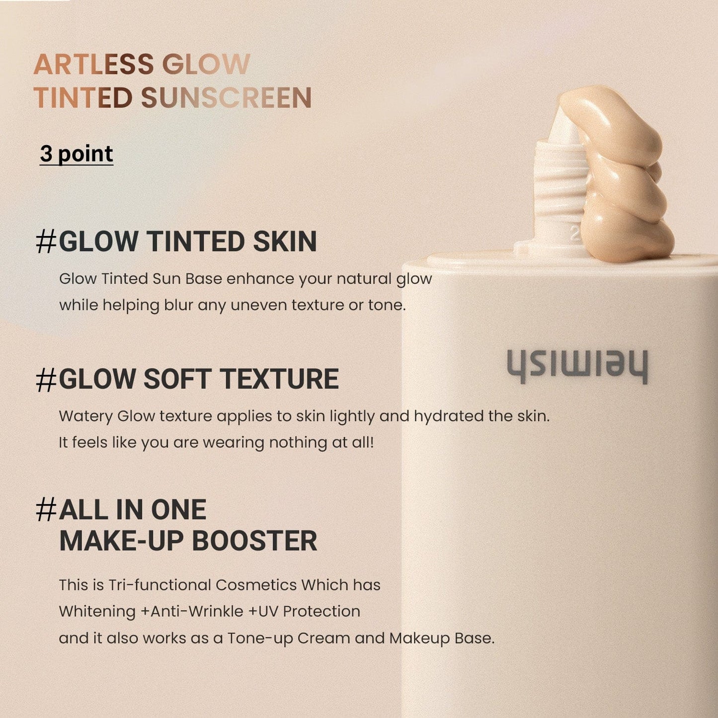 Heimish - Artless Glow Tinted Sunscreen 40ml - AU Beauty Bazaar