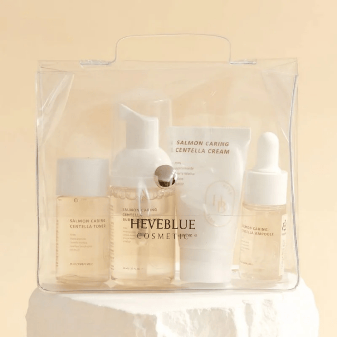 Heveblue Salmon Caring Centella Special Travel Kit Bag (4 Items) - AU Beauty Bazaar