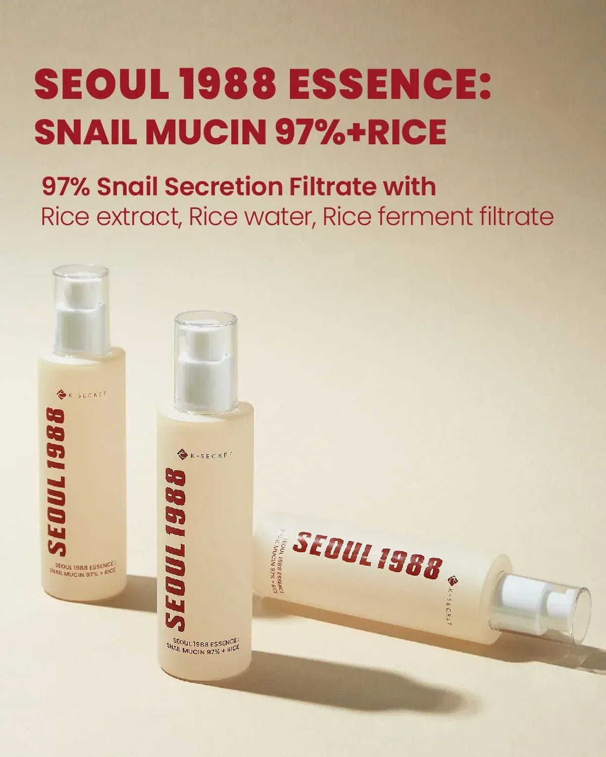 KSECRET SEOUL 1988 Essence Snail Mucin 97% + Rice 100 ml - AU Beauty Bazaar