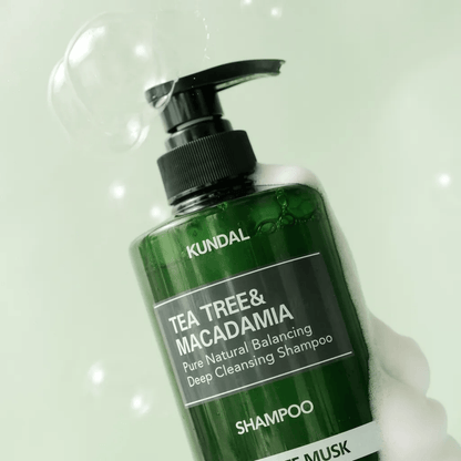 KUNDAL Tea Tree & Macadamia Deep Cleansing Shampoo - Cherry Blossom 500ml - AU Beauty Bazaar