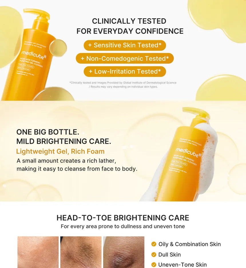 medicube Kojic Acid Turmeric Purifying Gel Cleanser 500mL