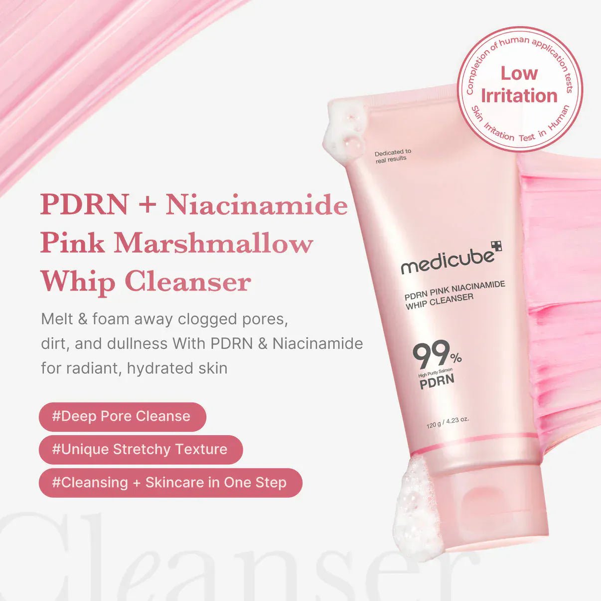 Medicube PDRN Pink Niacinamide Whip Cleanser (120g) - AU Beauty Bazaar