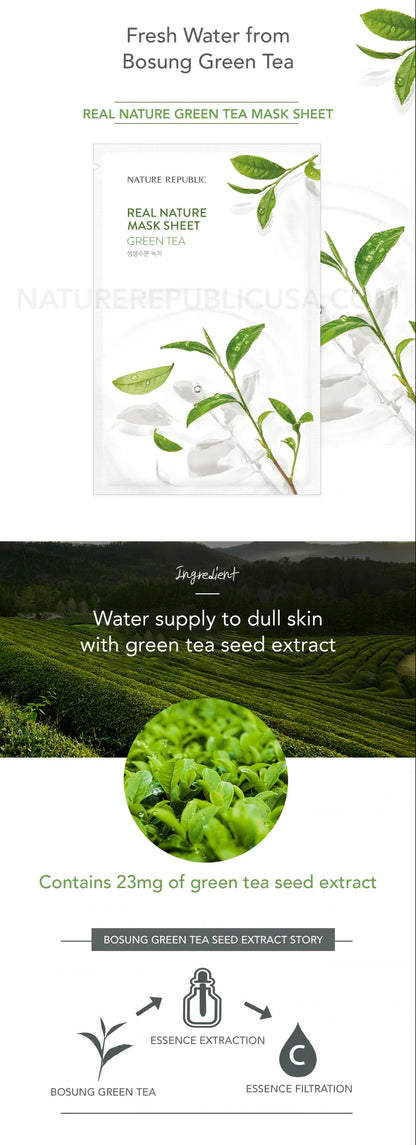 Nature Republic REAL NATURE SHEET MASK GREEN TEA 23mL