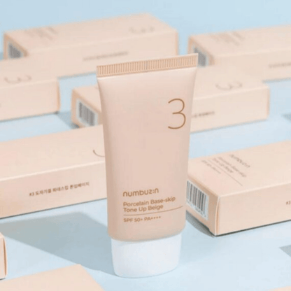 Numbuzin No.3 Porcelain Base - Skip Tone Up Beige 50ml - AU Beauty Bazaar