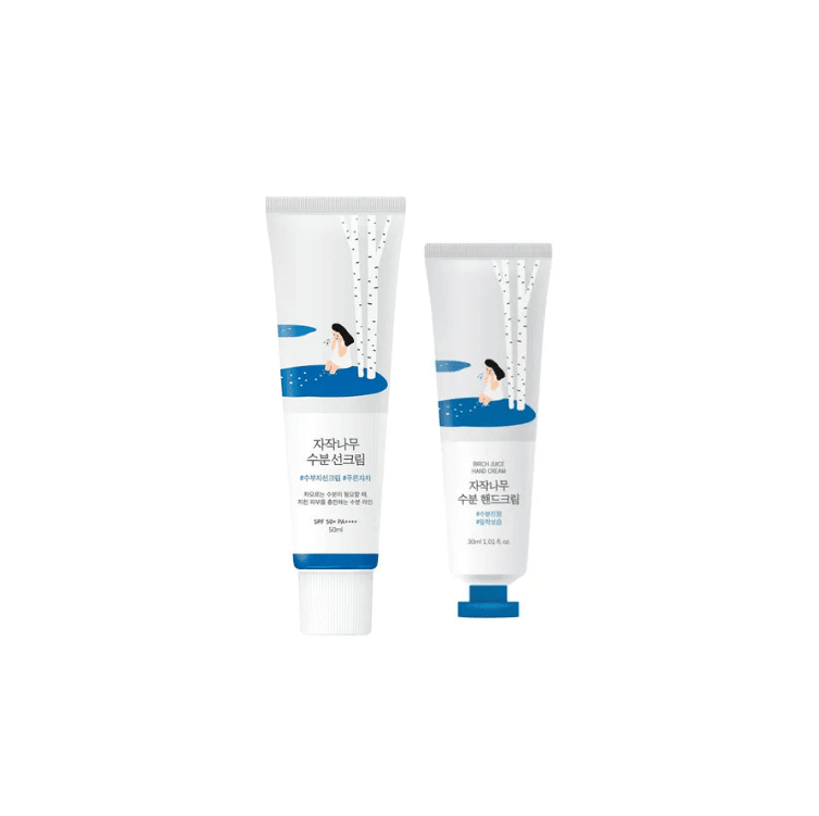 Round Lab Birch Juice Moisture Care Duo - Birch Juice Hand Cream 30ml and Sunscreen 50ml
