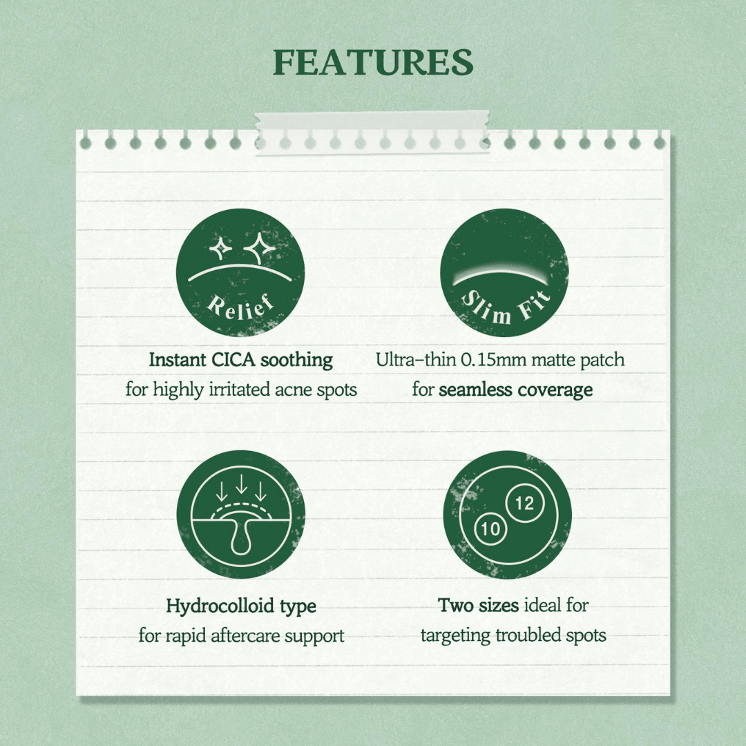Skinfood - Cica Clear Spot Patch Set (12mmx50 each /10mmx60 each) - AU Beauty Bazaar